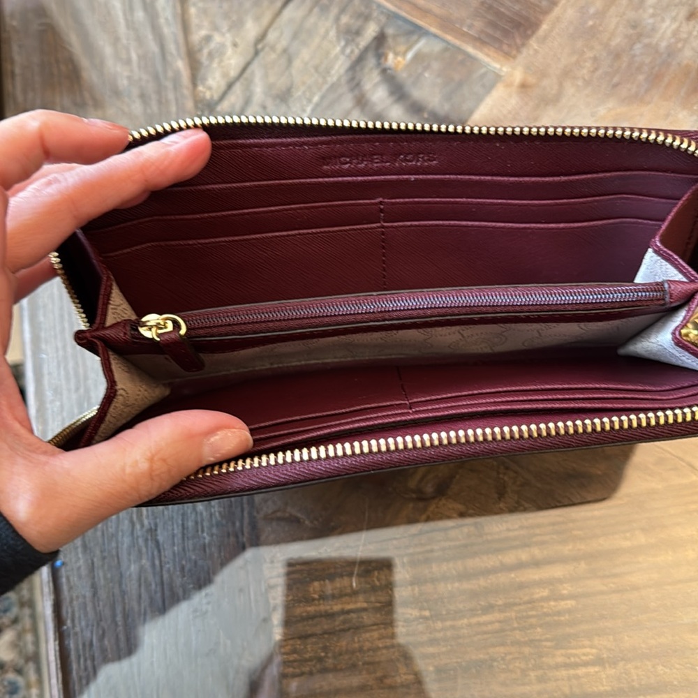 Michael Kors Leather Wallet - Merlot and Gold Hardware - Picture 2 of 6